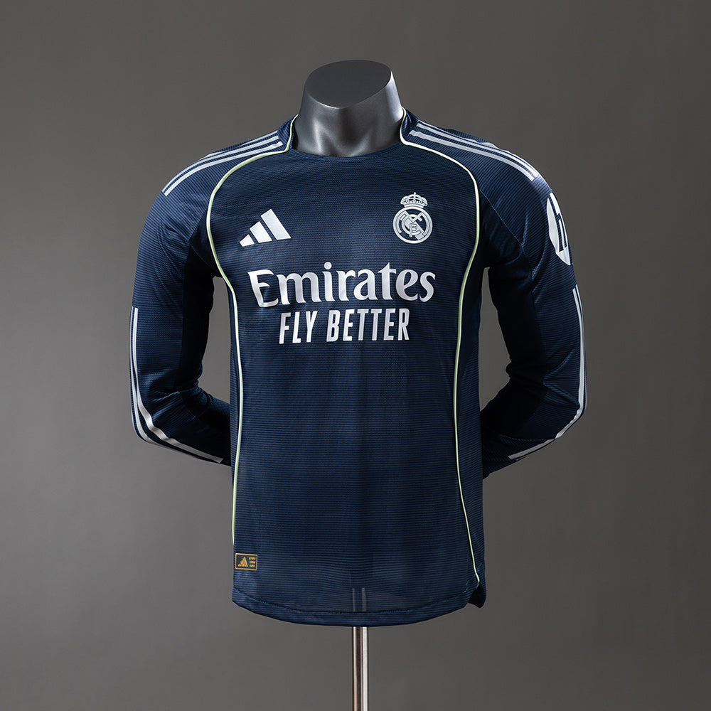 Player Version Real Madrid Jersey 25/26 Away Football Kit Long Sleeves Player Version