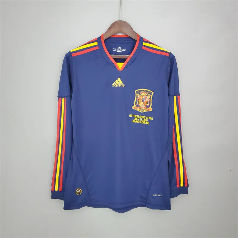 Spain Jersey Away Kit 2010 Retro Long Sleeves Football Team Soccer