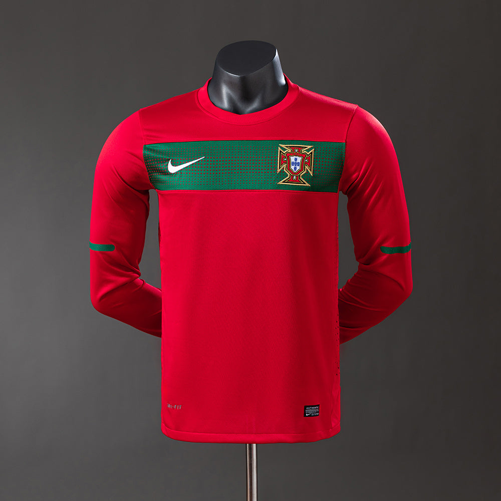 Player Version Portugal Jersey 2010 Home Retro Football Kit Long Sleeves Player Version