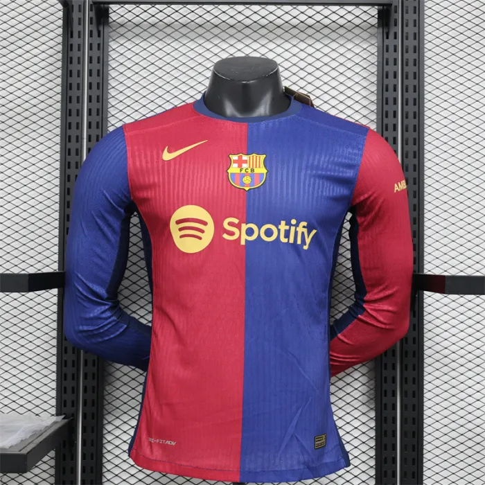 Player Version Barcelona Home Jersey 24/25 Football Kit Long Sleeves