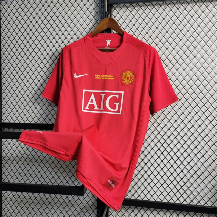 Manchester United Jersey Home Kit 07/08 Retro Football Team Soccer Shirt UCL Final Ed