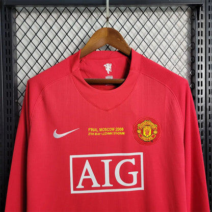 Manchester United Jersey Home Kit 2007/08 Retro Long Sleeve Moscow
