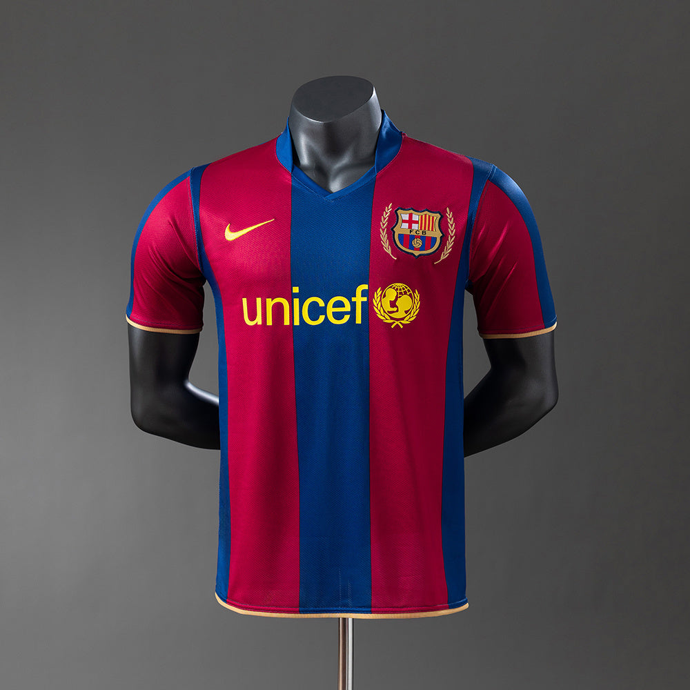 Player Version Retro Barcelona Jersey 2007-08 Home Football Kit Player Version