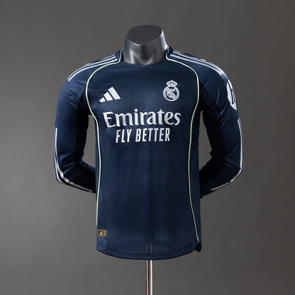 Player Version Real Madrid Jersey 25/26 Away Football Kit Long Sleeves Player Version