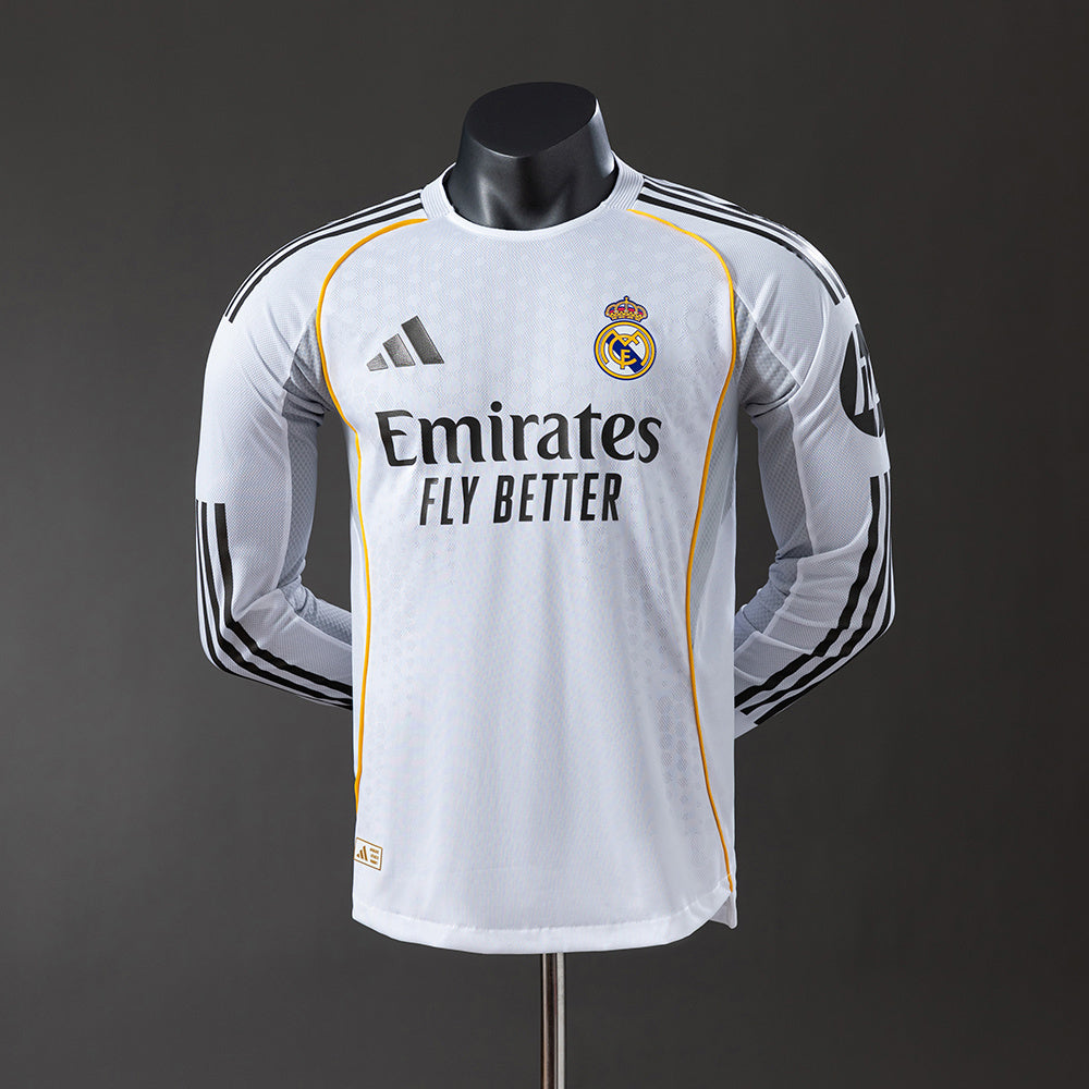 Player Version Real Madrid Jersey 25/26 Home Football Kit Long Sleeves Player Version
