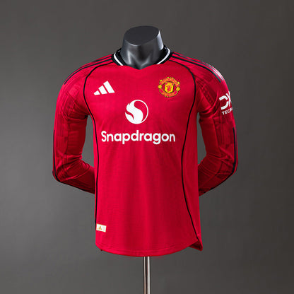 Player Version Manchester United Jersey 25/26 Home Football Kit Long Sleeves Player Version