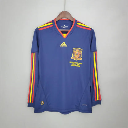 Spain Jersey Away Kit 2010 Retro Long Sleeves Football Team Soccer