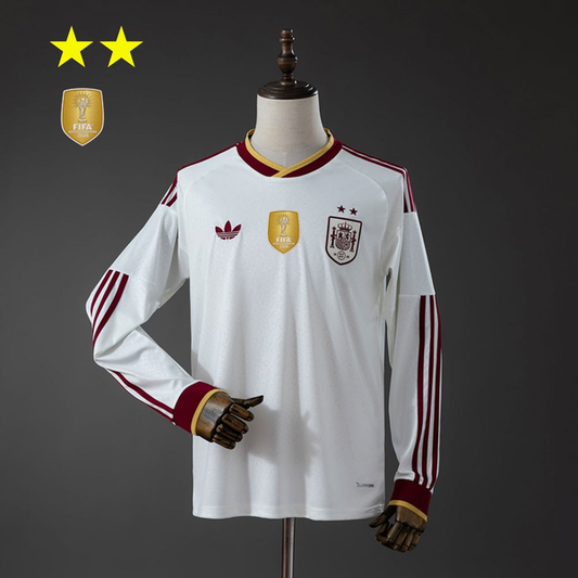 2-Star Spain Away Jersey 2026 World Cup Champion Long Sleeves Football Kit Soccer Shirt