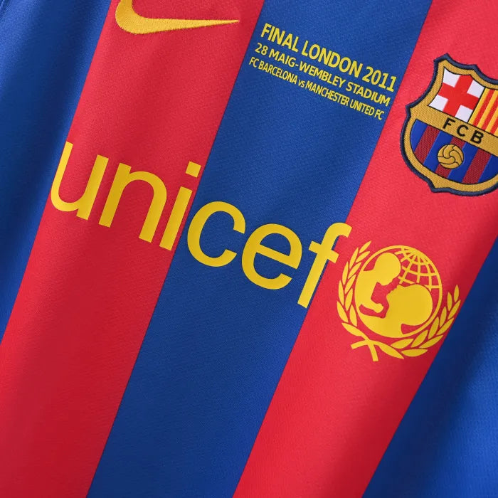 Retro Barcelona Jersey 2010-11 Home Long Sleeves Football Kits Soccer Shirt