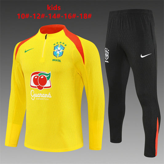 Player Version Kids Player Version Brazil Training Tracksuits 25/26 Football Kit Soccer Jersey