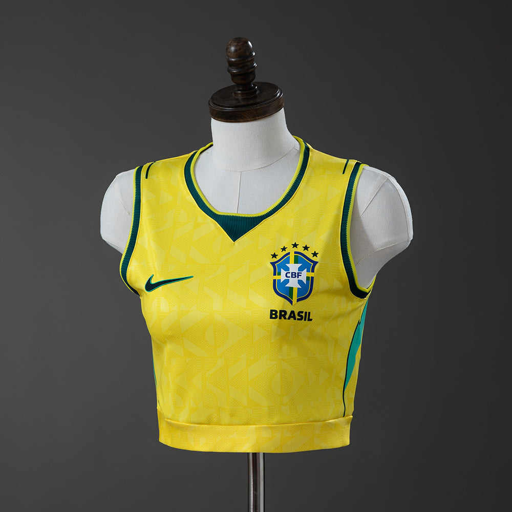 Women Brazil Crop Tank Top Home Jersey 2026 World Cup Football Kit Soccer Shirt