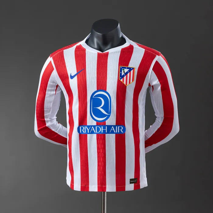 Player Version Atletico Madrid Jersey 25/26 Home Long Sleeves Football Kit Player Version