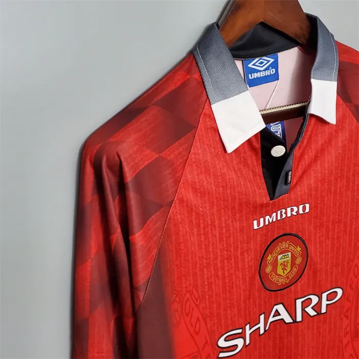 Manchester United Jersey Home Kit 1996 Retro Long Sleeves Football Team Soccer Shirt