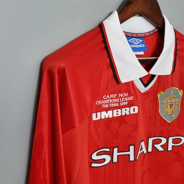 Manchester United Jersey Home Kit 1999/00 Retro Long Sleeves Football Team Soccer Shirt