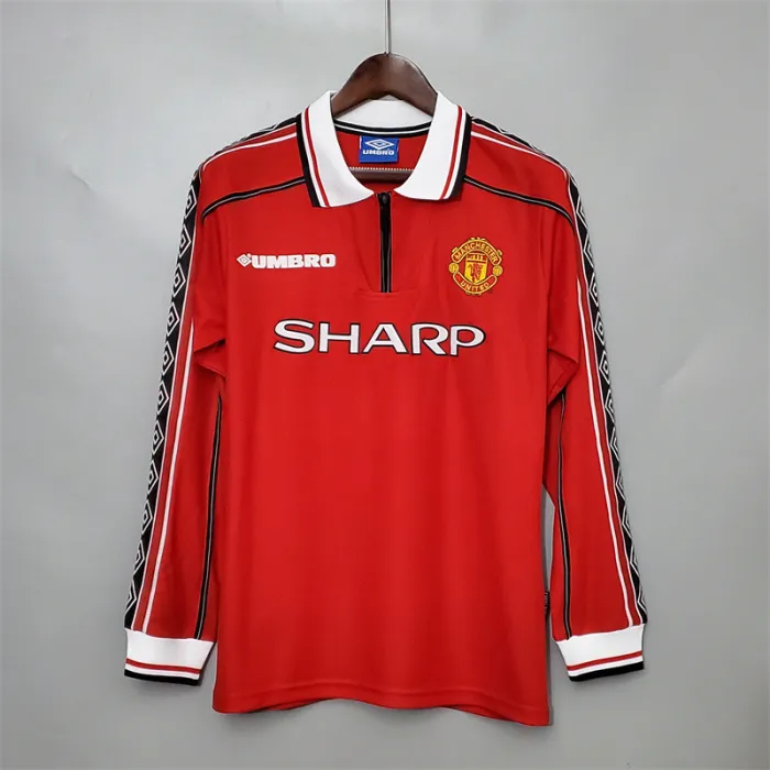 Manchester United Jersey Home Kit 1998/99 Retro Long Sleeves Football Team Soccer Shirt