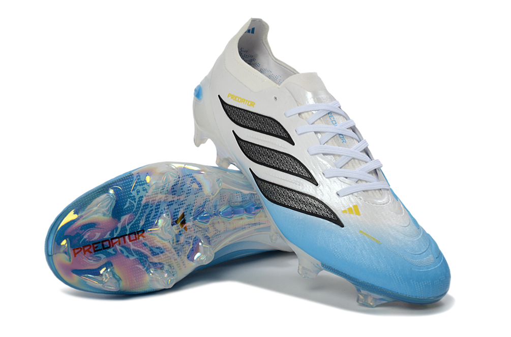 Predator Elite Cleats Without Tongue White and Blue #8